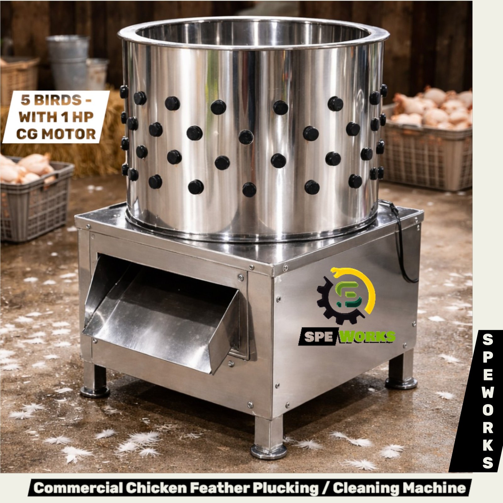 Commercial Chicken Feather Plucking / Cleaning Machine 5 Birds With 1HP ...