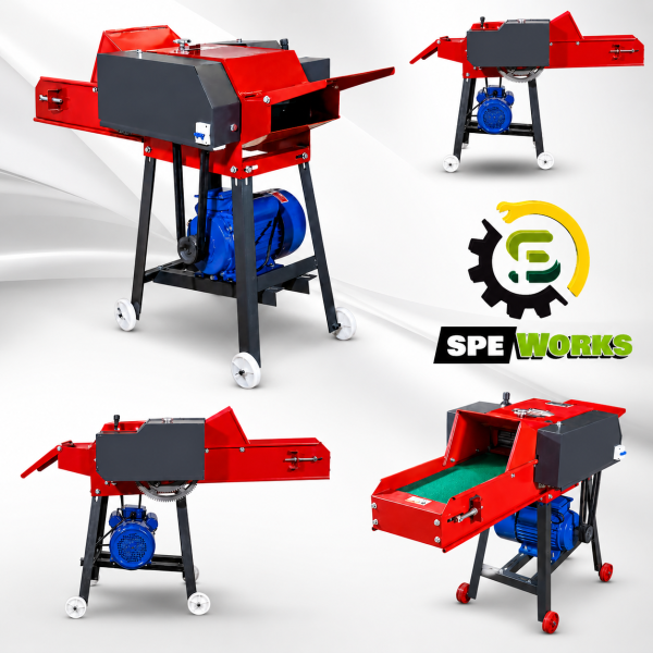 Heavy Duty Chaff Cutter / Fodder Cutting Machine With Gear & Conveyor Belt With 3HP Motor