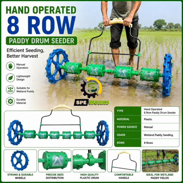 Heavy Duty Manually Operated 8 Rows Paddy Drum Seeder / Paddy Direct Sowing / Manual Paddy Sowing tool