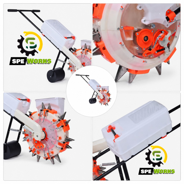2-in-1 Manual Seeder & Fertilizer Machine - 14 Teeth Dual Chamber Hand - Push Precision Planter