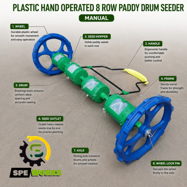 Heavy Duty Manually Operated 8 Rows Paddy Drum Seeder / Paddy Direct Sowing / Manual Paddy Sowing tool