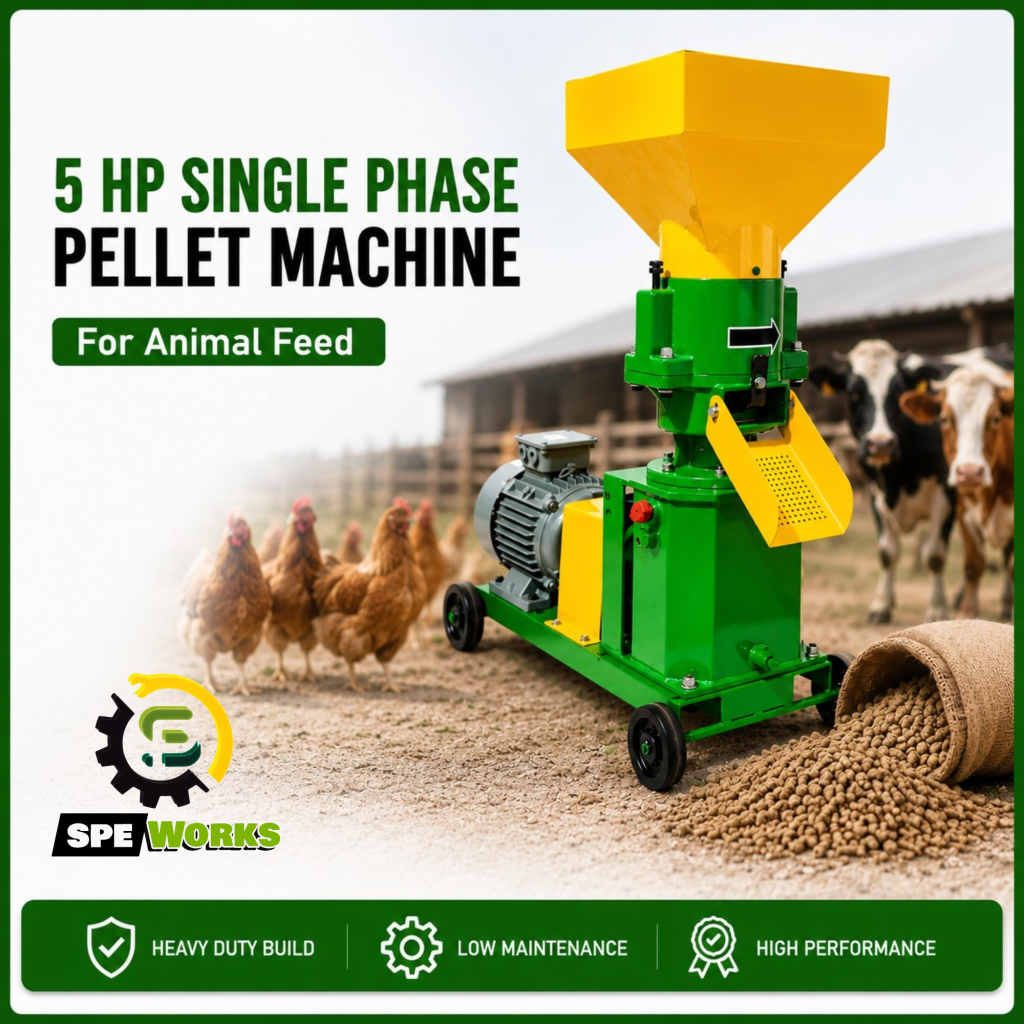 Heavy Duty 5 HP Single Phase – Fodder / Pellet Machine With Die For Animal Feed
