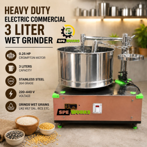 Heavy Duty Stainless Steel Commercial 3 Liter Wet Grinder With 0.25 HP Crompton Motor